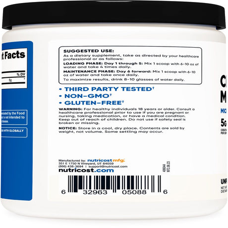 Nutricost Creatine Monohydrate Powder 500 Grams (Unflavored) Supplement