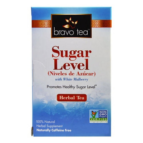 Bravo Tea White Mulberry 100% Natural Sugar Level Herbal Supplement Tea Bag Packs, 72 Ea