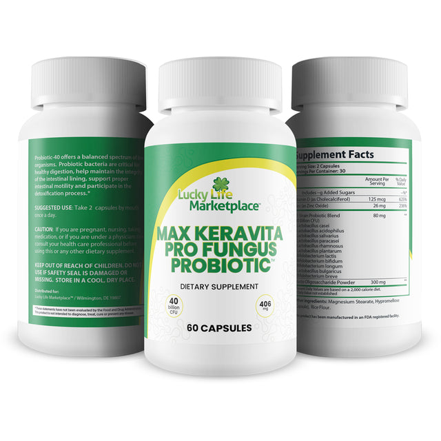 Max Keravita Pro Fungus Probiotic - Immune Support and Digestive Support for Foot and Nail Fungus - Probiotic Fungus Inhibitor - Help Clear Toenail and Foot Fungus from the inside Out - 60 Count