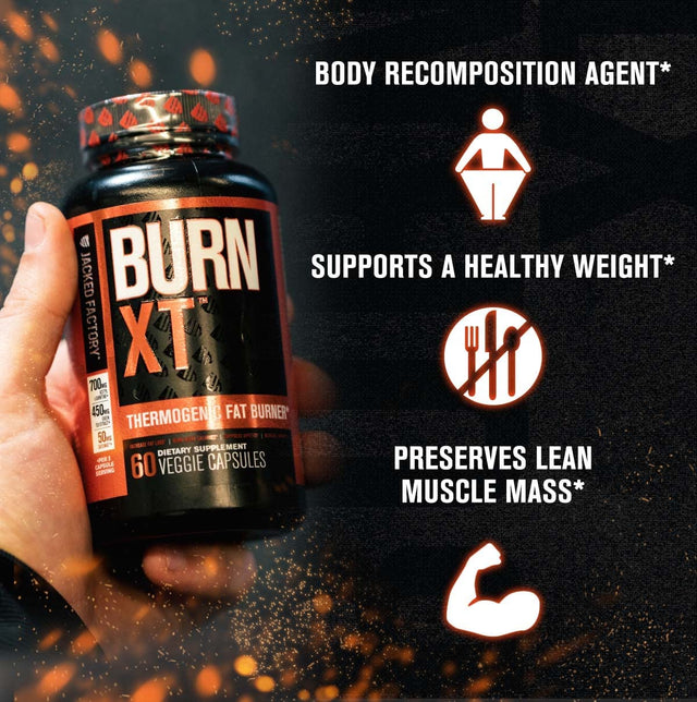 Jacked Factory Burn-Xt Thermogenic Fat Burner - Appetite Suppressant for Weight Loss & Androsurge Estrogen Blocker for Men - Testosterone Booster