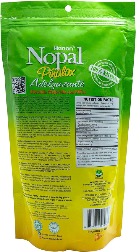 Nopal PINALAX | 100% Natural High Fiber Blend | 1Lb (454G) | Naturally Aids in Cleansing the Colon | Improved Digestion and Increased Energy