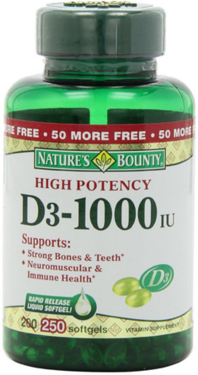 Nature'S Bounty High Potency Vitamin D-1000 IU Softgels, 200 Ea (Pack of 4)