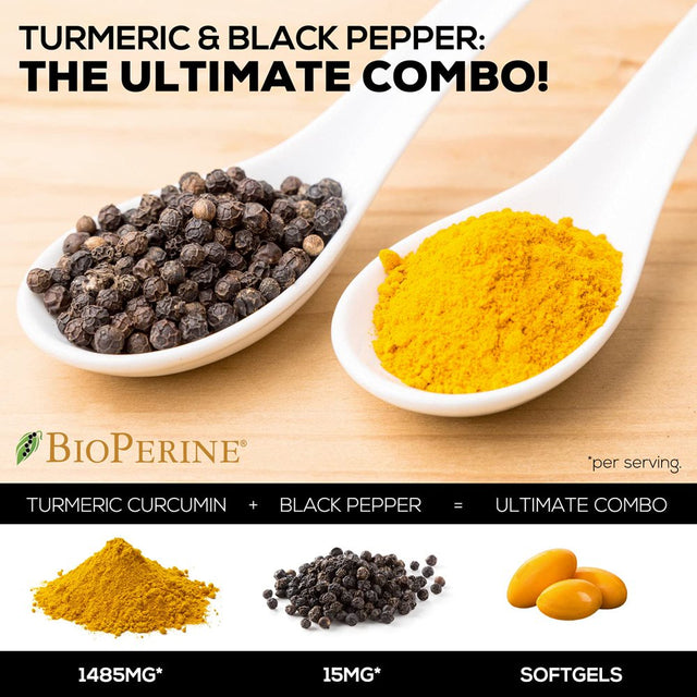 Turmeric Curcumin with Bioperine 95% Standardized Curcuminoids 1500Mg Black Pepper Extract for Max Absorption, Premium Joint Support, Nature'S Tumeric Herbal Supplement, Non-Gmo, Vegan - 120 Capsules