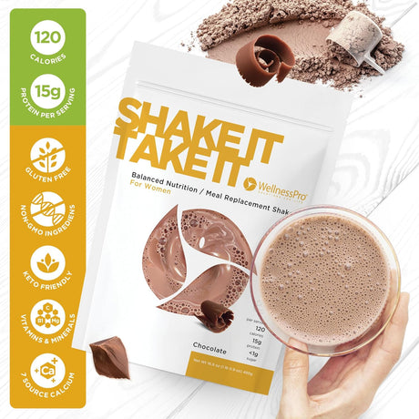 Womens Meal Replacement Shake - 15 Servings, 15G Protein, Chocolate Flavor, Shake & Smoothie Powder with Vitamins & Minerals for Women, Keto Friendly, Gluten Free