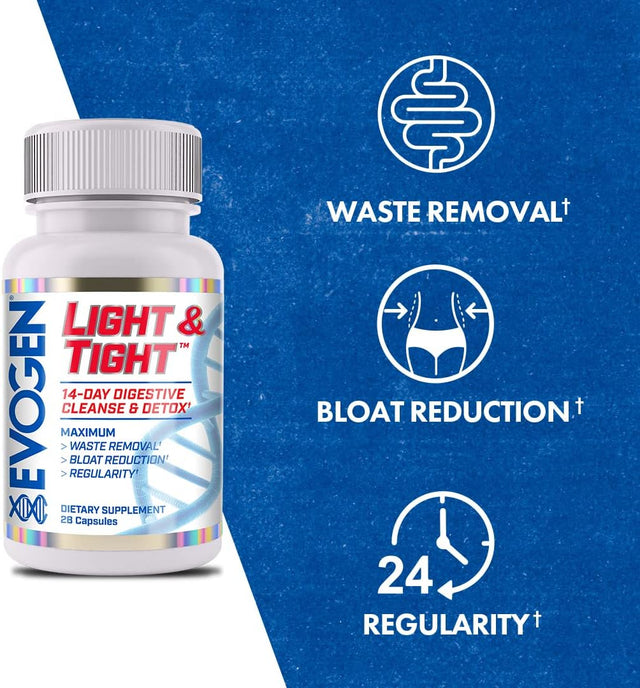 Evogen Light & Tight | 14 Day Extra Strength Cleanse & Detox | Flush Toxins, Increase Immune Health, Boost Energy​ & Improves Nutrient Absorption, Prebiotics