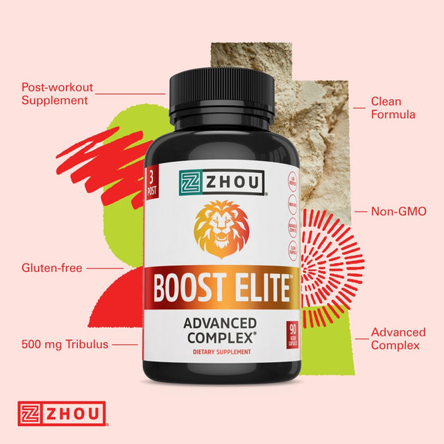 Zhou BOOST ELITE Test Booster | Formulated to Increase T-Levels & Energy | 30 Servings, 90 Veggie Caps