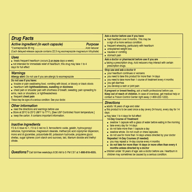 Curist Esomeprazole Magnesium 20 Mg 168 Ct Capsules (4X42) | Nexium Generic Heartburn Medicine