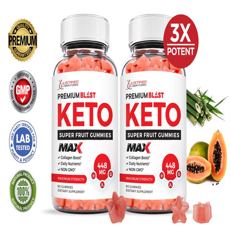 (2 Pack) Premium Blast Keto Max Gummies Dietary Supplement 120 Gummys