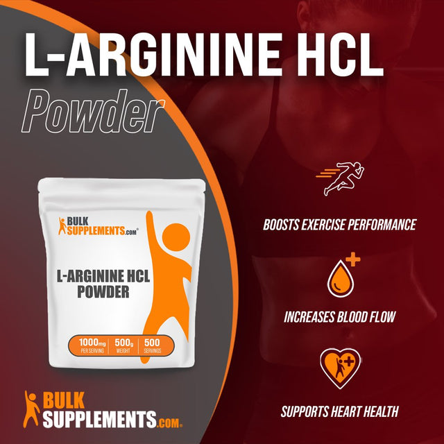 Bulksupplements.Com L-Arginine Hcl Powder, 1000Mg - Immune & Muscle Support (500G - 500 Servings)