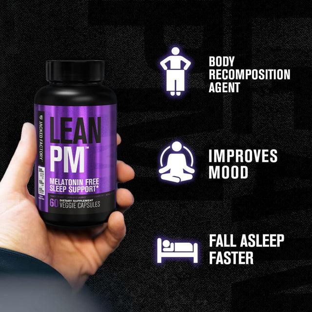 Jacked Factory Lean PM Melatonin Free Fat Burner & Sleep Aid - Sleep Support, Weight Loss Supplement & Appetite Suppressant for Men and Women - 60 Caffeine Free Veggie Weight Loss Diet Pills