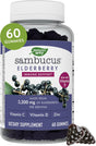 Nature'S Way Sambucus Elderberry Gummies, with Vitamin C, Vitamin D and Zinc, Immune Support for Kids and Adults*, 60 Gummies (Packaging May Vary)