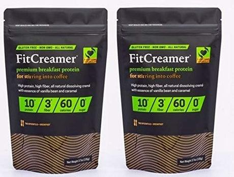 2Pack - Premium Coffee Creamer Protein for Stirring into Coffee and Juice. High Protein High Fiber All Natural Dissolving Crema with Essence of Vanilla Bean and Caramel