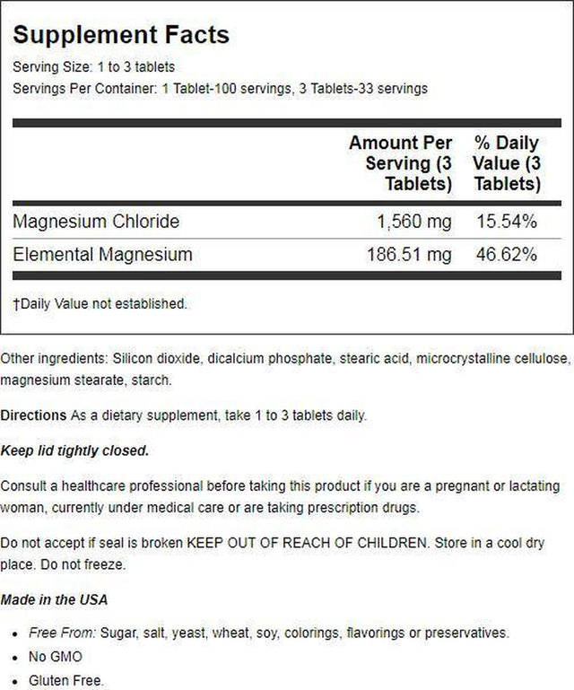 Alta Health Products Magnesium Chloride 520 Mg 100 Tabs