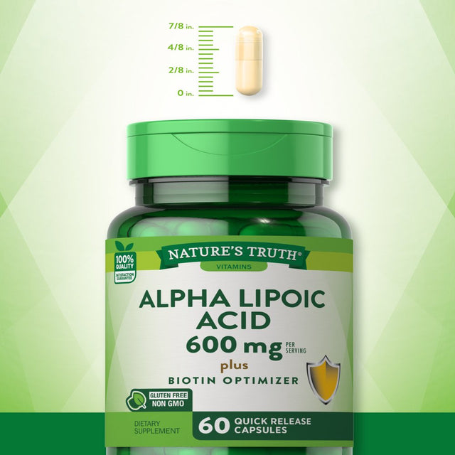 Nature'S Truth Alpha Lipoic Acid plus Biotin Capsules, 300 Mg, 60 Count