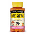 Mason Natural Healthy Kids Cod Liver Oil with Vitamin A, C and D - Improved Immunity, Healthy Heart and Brain Function, Supports Overall Health, Orange Flavor, 100 Chewables