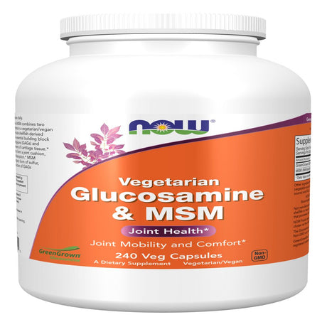 NOW Supplements, Glucosamine & MSM (Greengrown® Glucosamine), Vegetarian, 240 Veg Capsules