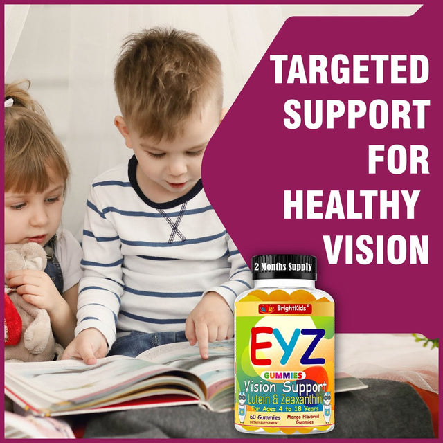 Lutein & Zeaxanthin Eye Vitamins for Kids, Delicious Vegan Eye Health Vitamins with Lutein and Zeaxanthin Gummy Vitamins for Kids Eye Care, Lutein Gummies for Vision 60 Gummies