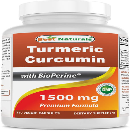 Best Naturals Turmeric Curcumin 1500Mg/Serving with Bioperine - 180 Veggie Capsules