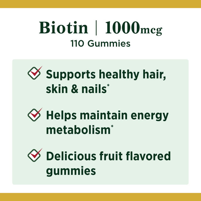 Nature'S Bounty Biotin Gummies, Multi-Flavored, 1000 Mcg, 110 Ct