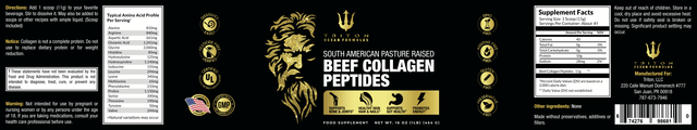 Beef Collagen Protein Powder Supplement | South American Green Pasture Raised Cattle | the Finest Triton Ocean Formulas