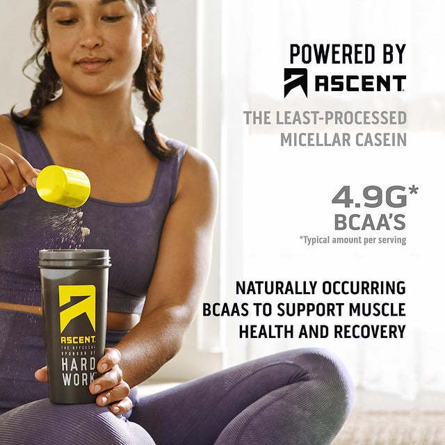 Ascent Casein Protein Powder - 25G Micellar Casein Powder with Zero Artificial Flavors & Sweeteners, Gluten Free, No Added Sugar, 4.9G BCAA, 2.2G Leucine - Chocolate Peanut Butter, 2 Pounds