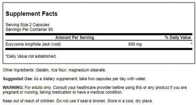 Swanson Herbal Supplements Tongkat Ali 400 Mg Capsule 120Ct