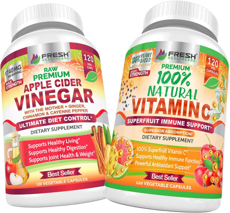 FRESH HEALTHCARE Apple Cider Vinegar and Natural Vitamin C - Bundle