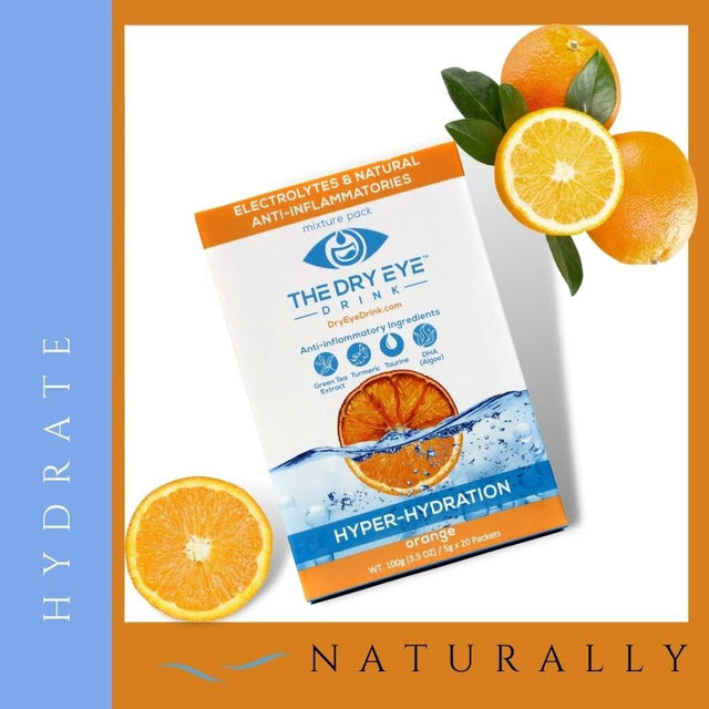 L Ultimate Hydration for Dry Eyes L Sugar-Free Electrolyte Powder Packets L Blended with Vitamins, Green Tea, Turmeric, Taurine, and DHA L 5G X 20 Packets (Orange)