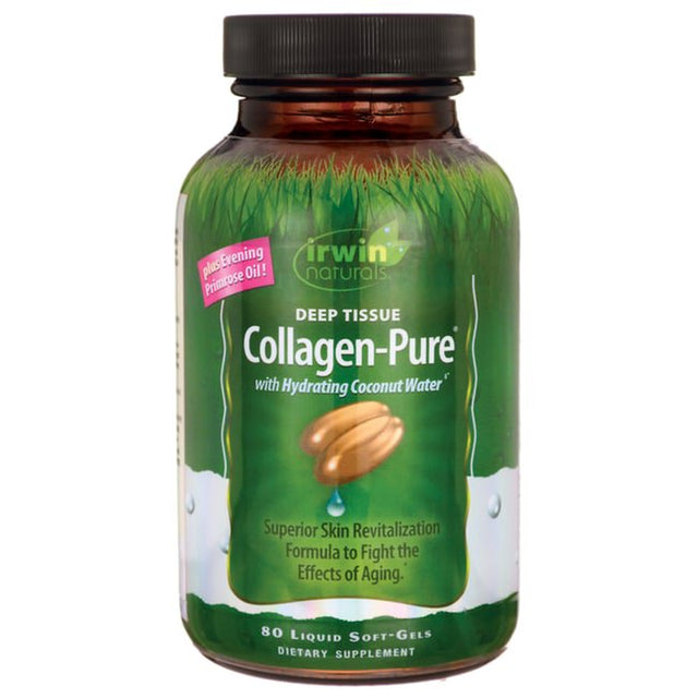 Irwin Naturals Deep Tissue Collagen-Pure with Coconut Water - Intensive Skin Nourishment - 80 Liquid Softgels