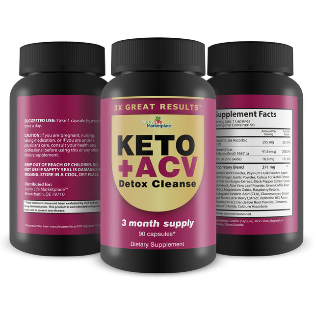 3X Great Results - Keto + ACV Detox Cleanse - Promote Healthy Weight Loss - Body Cleanse Detox - Colon Cleanse - Advanced Keto Weight Loss Formula with Fiber - Support Digestion & Immune Health