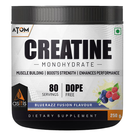 AS-IT-IS ATOM Creatine Monohydrate 250G Blue Razz Fusion Flavor