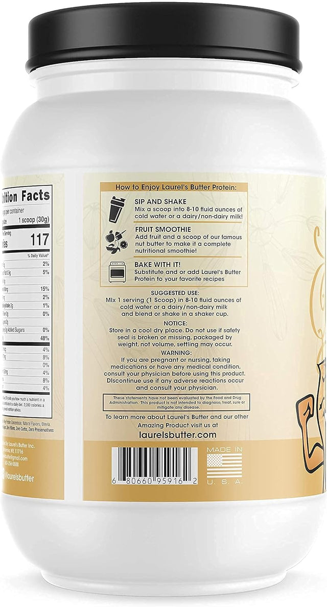 Laurel'S Organic Vanilla Whey Protein Powder for Shakes, Smoothies, & Baking – Low Sugar Protein Powder – Non GMO & Gluten Free – 30 Servings (2 Lbs.)