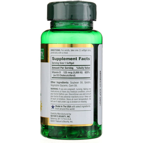 Nature'S Bounty Vitamin D-5000 IU Softgels, Maximum Strength 150 Ea