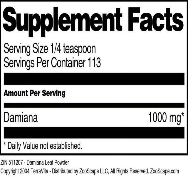 Terravita Damiana Leaf Powder, (4 Oz, 1-Pack, Zin: 511207)