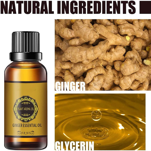 30Ml Ginger Oil for Weight Loss Belly Fat,Belly Drainage Ginger Oil,Slimming Tummy Ginger Oil,Essential Relax Liquid Herbal Massage Oil,3Pcs