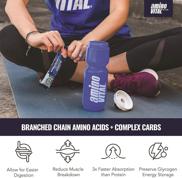 Amino Vital Action & Rapid Recovery- BCAA Amino Acids Pre and Post Workout Packets | No Caffeine, Vegan, Gluten Free | 14 Single Serve Stick Pack | Grape and Blueberry Flavor