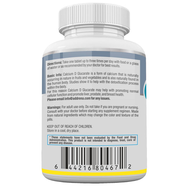 Calcium D-Glucarate 500Mg- CDG for Liver Detox, Cleanse, Menopause, Estrogen Management | 60 Tablets Cal D Glucarate Supplements