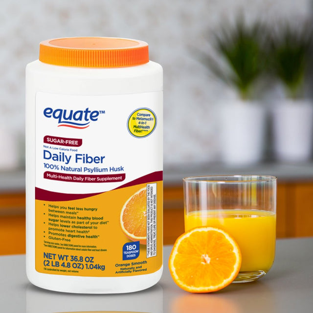 Equate Daily Fiber Supplement, Psyllium Husk Fiber Powder, Sugar-Free 180 Doses