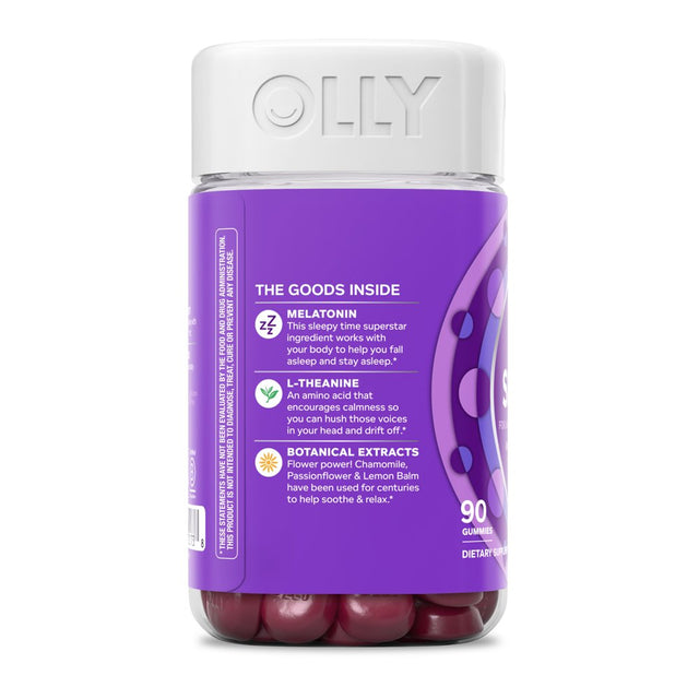 OLLY Sleep Gummy Supplement, 3Mg Melatonin, L Theanine, Chamomile, Blackberry, 90 Ct