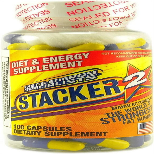 Stacker 2 Fat Burner Capsules 100 Ct | Ephedra Free Energy Supplements | Diet Pills Fat Burners for Weight Loss | Appetite Suppressant for Weight Loss | Metabolism Booster | Natural Energy Supplement