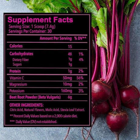 Nitrobeets Endurance Nitric Oxide Superfood Formulated to Boost Performance & Heart Health - 8.06 Oz Beetroot Powder with Black Cherry Flavor.