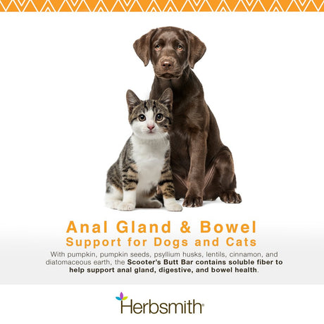 Herbsmith Scooter’S Butt Bars - Anal Gland and Bowel Support with Pumpkin Fiber for Dogs- Digestive Aid for Dogs - Dog Fiber Bars - Large Bar