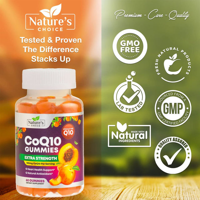 Nature'S Coq10 100Mg Gummies, 3X Better Absorption, Antioxidant for Heart Health Support & Energy Production, Ultra Coenzyme Q10 Vitamins, Coq 10 Supplements, Dietary Supplement, Non-Gmo - 60 Gummies