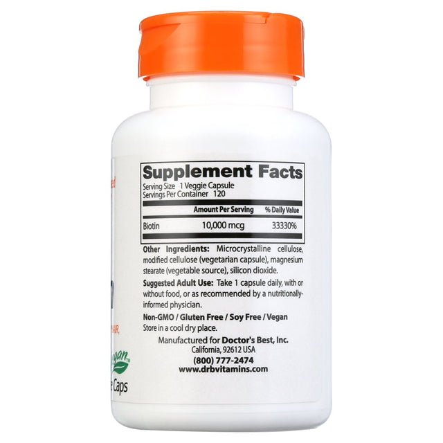 Doctor'S Best Biotin, 10,000 Mcg, 120 Veggie Caps