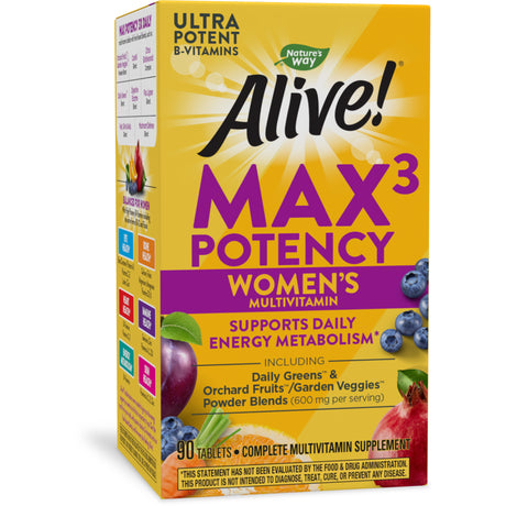 Nature’S Way Alive! Max3 Potency Women’S Multivitamin, High Potency B-Vitamins, 90 Tablets