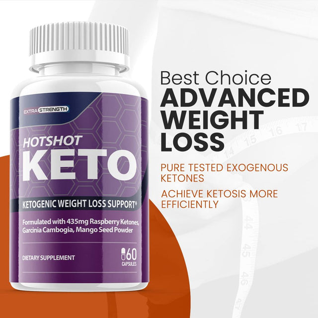 Hotshot Keto - Dietary Supplement for Weight Loss - Energy & Focus Boosting Supplements for Weight Management & Metabolism - Advanced Fat Burn Raspberry Ketones Pills - 300 Capsules (5 Pack)