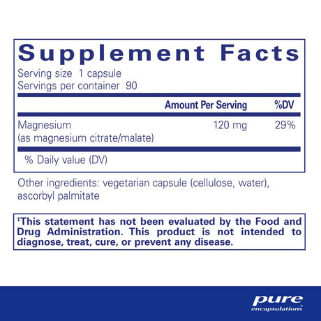 Pure Encapsulations Magnesium (Citrate/Malate) | Supplement to Support Nutrient Utilization, Bones, and Cardiac Health* | 90 Capsules