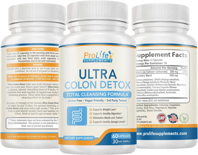 Natural Colon Cleanse & Detox Formula, Supports Healthy Bowel Movements, Weight Loss, Reduce Bloating & Boost Energy, Powerful Cleanse with Probiotics and Fiber, 60 Count