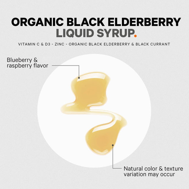 Codeage Organic Black Elderberry Syrup, Vitamin C, D, Zinc, Black Currant & Sambucus, Kids Friendly, 4 Fl Oz