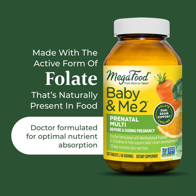 Megafood Baby Me 2 Prenatal Multi 120 Tabs Baby'S Brain Development *